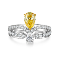 Luxury Double Teardrop Yellow Diamond Ring