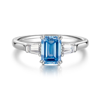 Blue Three-Stone Ring in Platinum