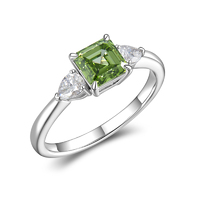  Asscher-Cut Diamond Ring in 18K White Gold with Pear-Cut Accents