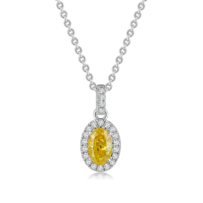 Oval Yellow Diamond Pendant Necklace 