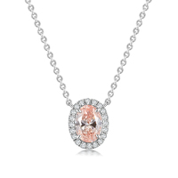 Dreamy 0.79ct.tw. Oval-Cut Fancy Pink Lab-Grown Diamond Pendant with Petal Halo