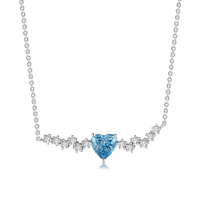 Shaped Blue Diamond Pendant Necklace in 18KW