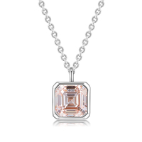 Modern 1.56 ct. Asscher-Cut Fancy Pink Lab-Grown Diamond Pendant, VS Clarity, 18K White Gold