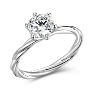Platinum PT950 Six-Prong Diamond Ring with Helical Twist
