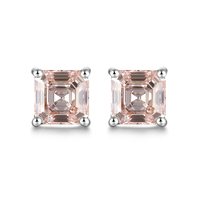 Asscher Cut Pink Diamond Stud Earrings