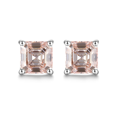 A Modern Elegant 0.5Ct Emerald Cut Pink Diamond Halo Pendant