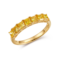 0.975Ct Princess Cut Yellow Diamond Band | 18K Yellow Gold