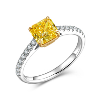 18K Two-Tone Gold Diamond Ring | Lab-Created Colored Diamond Center & Pavé White Accents 