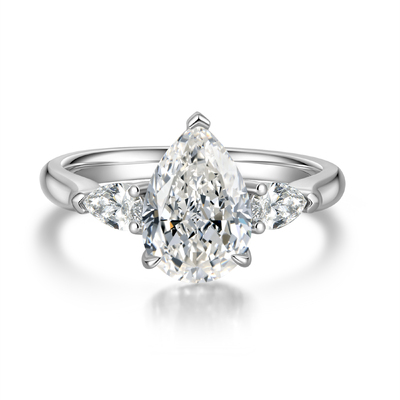 Platinum Pear Three-Stone Ring