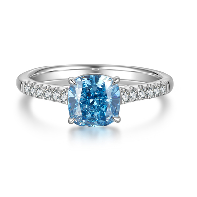 Elegant Blue Diamond Ring | VS Clarity with Side Stones