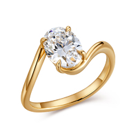 Twisted Elegance: 18K Gold Oval Diamond Ring with Four-Prong Solitaire Design
