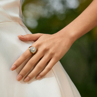 18K Yellow Gold Round Brilliant Diamond Ring with Sidestones | Unisex Luxury Jewelry