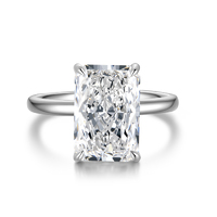 Platinum Radiant Cut Diamond Ring | 4.09Ct D-E Color VS | Four-Prong Setting
