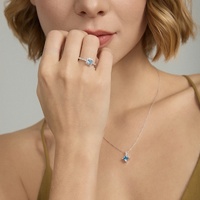 Modern 0.86 ct. tw. Princess-Cut Fancy Blue Lab-Grown Diamond Necklace, VS Clarity, PT950